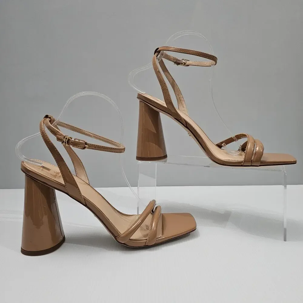NEW Sam Edelman Kia Block Heel Strappy Sandal Rosa Blush Patent Size 10.5 - Picture 3 of 12